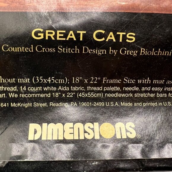 Dimensions Gold Collection Great Cats Cntd X-stitch Kit - Picture 11 of 12
